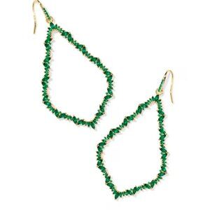 KENDRA SCOTT Sophee Gold Crystal Open Frame Earrings Green Crystal